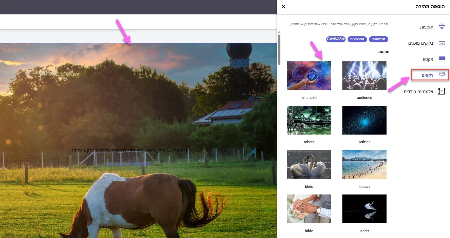 הגדרת תמונה כרקע בדף נחיתה